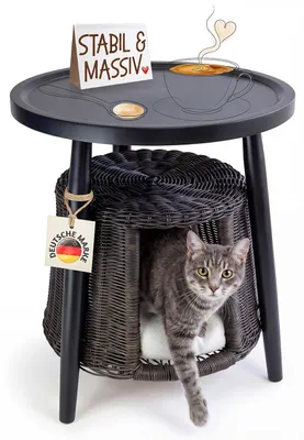 Image de Petigi Rotin Table pour chat Table d'appoint Grotte pour chat Panier chat