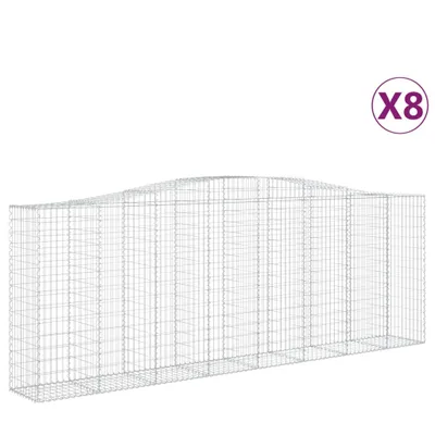Productafbeelding van vidaXL Gabionen met boogvorm, 8 stuks, 400x50x140/160 cm, verzinkt staal