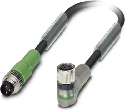 Produktbild von Phoenix Contact M8/M8 Verbindungsleitung mit LED 1xStift/1xBuchse gerade/gewink. 3/3-pol. A-Kodierung, 24V, 4A,