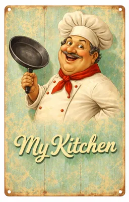 Produktbild von Blechschild 20x30cm My Kitchen Koch Retro Motiv Metallschild Küchen Deko Wanddeko für Küche Restaurant Café AstraDesign