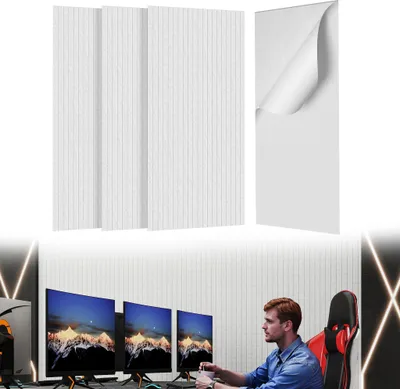 Produktbild von UISEBRT 4x Akustikplatten 120x60cm selbstklebend, Schallschutz Wandpaneele, Hochdichte Schalldämmung, Schallabsorber für Heimkino Studio Büro, Weiß