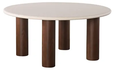 Produktbild von Esstisch Japandi Ø140cm in Betonoptik - Beige/Braun