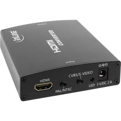 Produktbild von InLine Konverter HDMI zu Composite/S-Video, mit Audio, 1080i, 1080p, 480p, 576p, 720p, Schwarz, -25 - 75 °C, 10 - 60%, 372 g, 82 mm