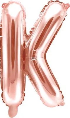 Obrázok produktu pre Fóliový balón písmeno "K", 35 cm, ružovo zlatý (1 balenie / 50 kusov)