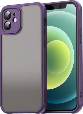 Obrázek produktu pro Pouzdro pro iPhone 12, průsvitná matná zadní strana s ochranou fotoaparátu, nárazuvzdorné ochranné pouzdro Fialová