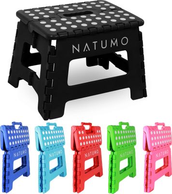 NATUMO® Premium Tritthocker Klapphocker 150kg - Faltbar Küchenhocker Klapptritt Bad-Hocker Klappbar - Schwarz