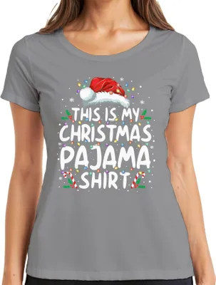 Produktbild von This is my Christmas Pajama Shirt Lichterkette - Weihnachten Xmas Christmas Damen T-Shirt, Grau, XXL