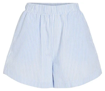 Productafbeelding van VILA Bermuda shorts met een geribbeld design, gestreept, met elastische tailleband. Maat: 40