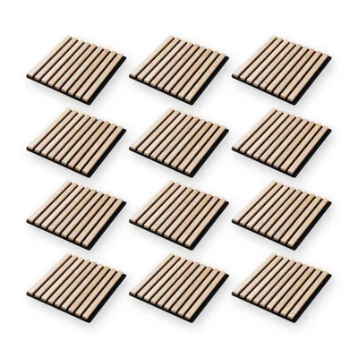 Produktbild von Wandlamellen 30x30 cm - Set 12 Stück (1,08 m²) - MDF-Lamellen - Filzunterlage - Dekoration - EICHE NATURAL REG