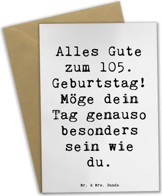 Produktbild von Mr. & Mrs. Panda neujahrskarte Spruch 105. Geburtstag - Weiß - Geschenk, weihnachtskarten, hochzeitskarten, besonderer Tag, glückwunschkarten, Grußkarte, Happy Birthday