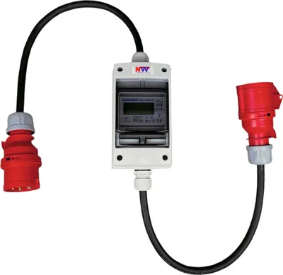 Produktbild von NWP 16A 400V CEE Adapter - mobiler digitaler Stromzähler - geeicht - (mit Reset) IP44 - 3-phasig