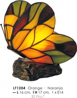 Casa Padrino Tiffany Tischleuchte Schmetterling Ø 16 x H. 17 cm - Tiffany Deko Leuchte