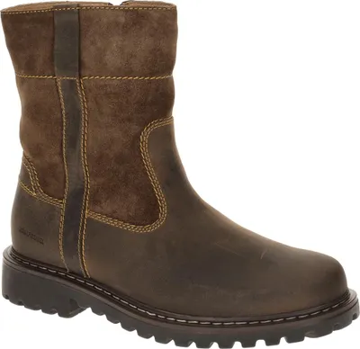 A single brown boot is shown against a white background.