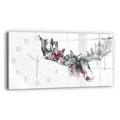 Produktbild von Wallfluent Wanduhr – Stilles Quarzuhrwerk - Uhr Dekoration Wohnzimmer Schlafzimmer Küche - Zifferblatt - weiße Zeiger - 60x30 cm - Elchabstraktion