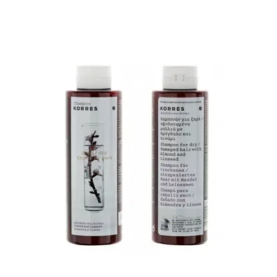 Zdjęcie produktu dla KORRES Almond & Linseed Szampon do włosów suchych i zniszczonych 2x250 ml