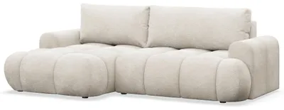 Image de Selsey Ombo Mini - Canapé d'angle convertible avec coffre de rangement et revêtement en tissu éponge, gris-beige, version gauche