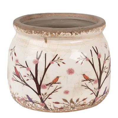 Produktbild von Clayre & Eef Blumentopf Ø 12x10 cm Beige Braun Keramik Zweigen