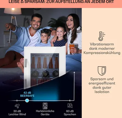 Produktbild von Klarstein Mini Kühlschrank mit Glastür, Mini-Kühlschrank für Zimmer, Getränkekühlschrank Klein mit Verstellbaren Ablagen, Kleiner Kühlschrank 33 Liter, Indoor/Outdoor Kühlschrank Leise