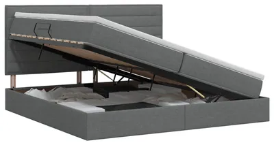 Immagine prodotto di vidaXL Letto contenitore con materasso grigio scuro 200 x 200 cm tessuto