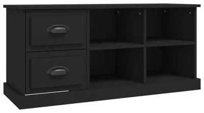 Image de Meuble TV noir élégant avec compartiments ouverts