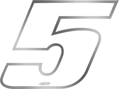 Image de Autocollant numéro de course pour moto "5" blanc 27 x 37 mm