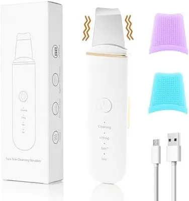 Produktbild von Skin Scrubber Ultraschall, Porenreiniger Gesicht mit 4 Modi und Rotlicht Blaulicht, Porenreiniger, Gesichtswaschspatel,Hautreiniger fš¹r die Gesichtsreinigung Ger?t