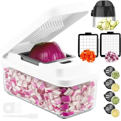 Produktbild von Gemüseschneider Spiralschneider Zwiebelschneider mit 2 austauschbaren Klingen für Karotte Kartoffel Gurke