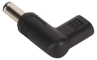 Obrázok produktu pre Adaptér USB Type-C (samica) na 6,0 × 3,7 mm, rýchle nabíjanie PD 100 W, uhlový adaptér USB-C na DC s uhlom 90 stupňov