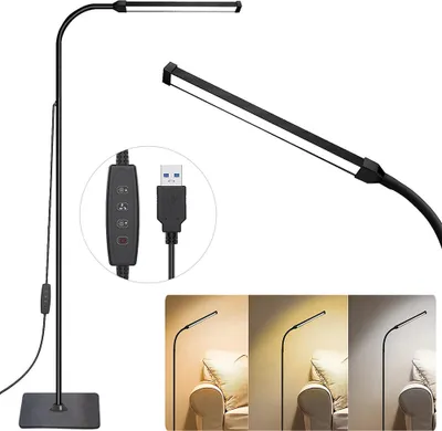 Produktbild von Stehlampe Dimmbare LED-Stehleuchte für Wohnzimmer 140cm Höhenverstellbar Leselampe Stehend flexiblem Schwanenhals Standlicht Ecke Nachttischlampe USB