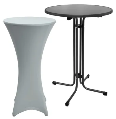 Imagen del producto de Mesa plegable para exteriores Beautissu Sylt, diámetro 80 cm, color plateado, con funda