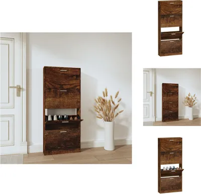 Zdjęcie produktu dla vidaXL Szafka na buty dąb wędzony 59x17x150 cm materiał drewnopochodny - Półki i szafki na buty
