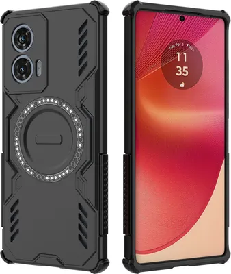 Produktbild von Magnetisch Hülle für Motorola Edge 50 Fusion, Hybrid PC TPU Bumper Stoßfestes Loch Wärmeableitung Handyhülle Schwarz