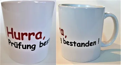 Produktbild von 1 Tasse Kaffeepott Hurra , Prüfung Bestanden Kaffeebecher Geschenk