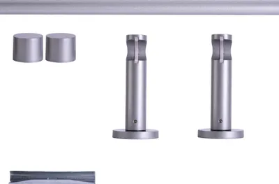 Produktbild von Gardinenstange Set, 1-läufig, ⌀ 19 mm, 140 cm, silber + Wand, Kappe Komplettset mit Halterungen & Endstücke, Vorhangstange in Silber, Rot-Bronze & Anthrazit, 120–400cm, Eisen, Aluminum Victoria M.