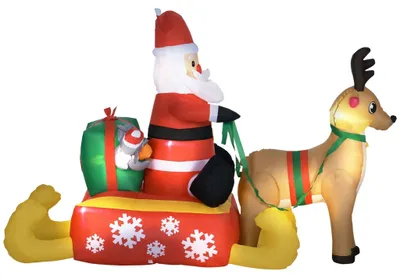 Produktbild von Aufblasbar Weihnachtsdeko, 1,22 m Weihnachtsmann mit LED-Beleuchtung, Gartendeko, Selbstaufblasende Weihnachtsbeleuchtung für Innen- und Außenbereich
