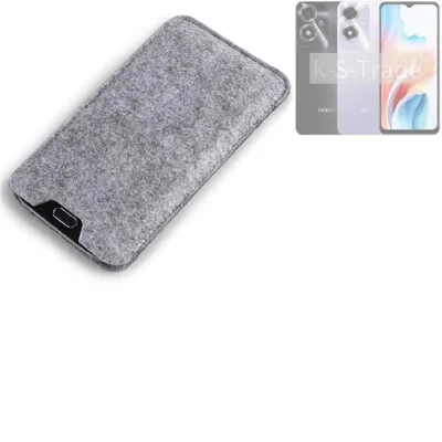 Produktbild von K-S-Trade Filz Handyhülle kompatibel mit Oppo A2m Schutzhülle Filztasche Filz Tasche Case Sleeve Handy Hülle Filzhülle grau