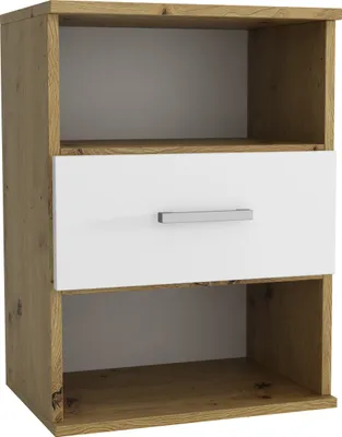 Produktbild von Masseno Nachttisch NOCTA Nachtschrank Beistelltisch für Schlafzimmer 48 x 65,5 x 35 cm Weiß