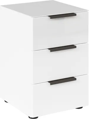 Produktbild von Nachttisch - B 40 cm - 3 Schubladen - Alpinweiß - Weiß - Glas