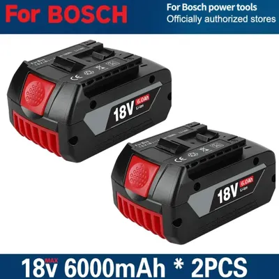 Produktbild von 18V Akkupack - Ersatzakku für Elektrowerkzeug - Li-Ion 6,0Ah 6000mAh - LED Ladestandsanzeige - Wiederaufladbar - 2er Pack