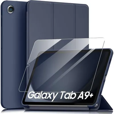 Image de Coque + Verre Trempé pour Samsung Galaxy Tab A9 Plus / A9+ (11 Pouces) Etui Housse Antichoc - Bleu Marine
