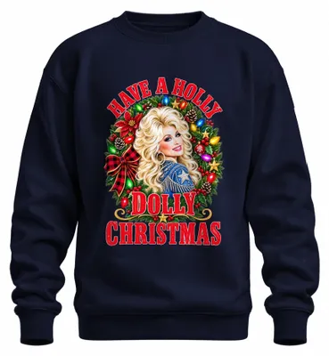 Produktbild von Have A Holly Dolly Christmas Country Musik Parton Sängerin Sweatshirt Pullover, Navy, S