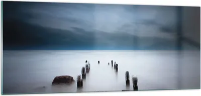 Produktbild von Bilder auf glas - Einteilig - Wellenbrecher Nebel Nacht - 100x40cm - Glasbilder - Wandbilder - Bilder - Wanddekoration aus Glas - Glas Bilder - Wandbild auf Glas - GAB100x40-4416