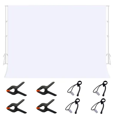 Produktbild von Weißer Foto-Hintergrund, 3 x 2 Meter, faltbarer und waschbarer Stoff mit 8 Clips für Fotostudios und Videoaufnahmen