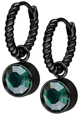 Produktbild von Wildcat Ohrringe - Little Twisted Hoops - Schwarz, Smaragdno Zelena - Chirurgenstahl 316L - wasserfest, langlebig, hautverträglich, Schwarz-Smaragdgrün