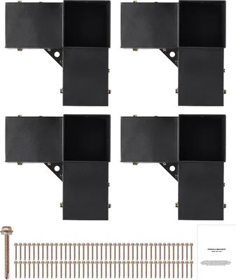 Obrázok produktu pre SucceBuy sada držiakov na pergolu 4''x4'' (vnútri 3,6x3,6), 4-dielna, 3-cestná, ťažká, jednoduchá inštalácia pre altánky, terasy, vonkajšie zruby