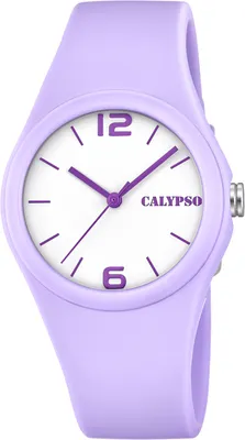 Produktbild von Calypso Damenuhr analog Quarz mit Silikonband lila gut lesbar K5742/2