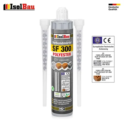 Isolbau SF 300 Verbundmörtel 1 x 300 ml + 2 x Statikmischer Injektionsmörtel Klebemörtel