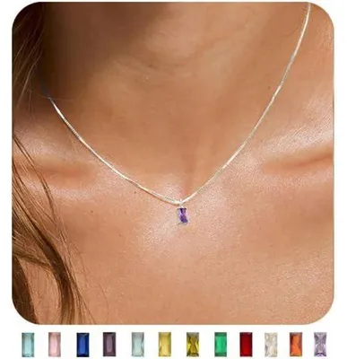 Produktbild von Kette Damen 14K Vergoldet/925 Sterling Silber mit Geburtsstein Anhänger, 40+7cm, Februar