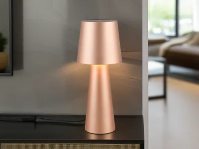 Produktbild von Große LED Tischleuchte dimmbar mit Metallfuß & Lampenschirm Coffee, Höhe 40cm