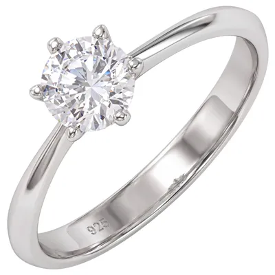 Produktbild von Ring Damenring mit Zirkonia in der Mitte 925 Silber Solitär Silberring Innenumfang 52mm  Ø16.6mm